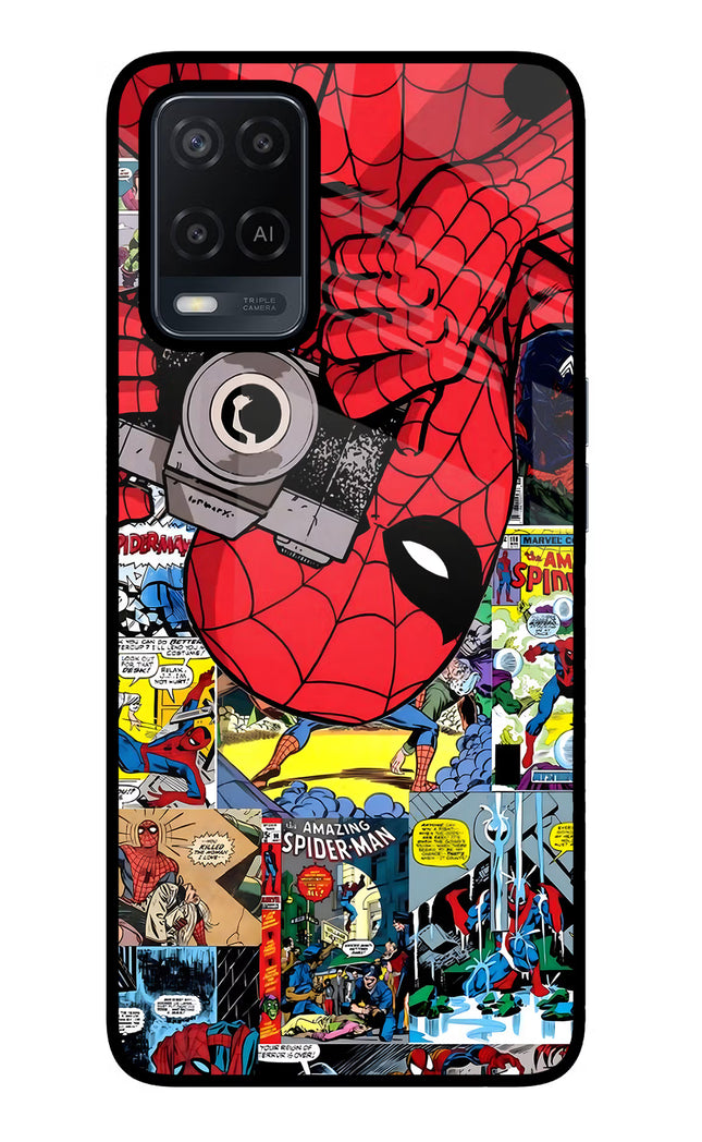 Spider Man Oppo A54 Glass Case Back Cover by Casekaro