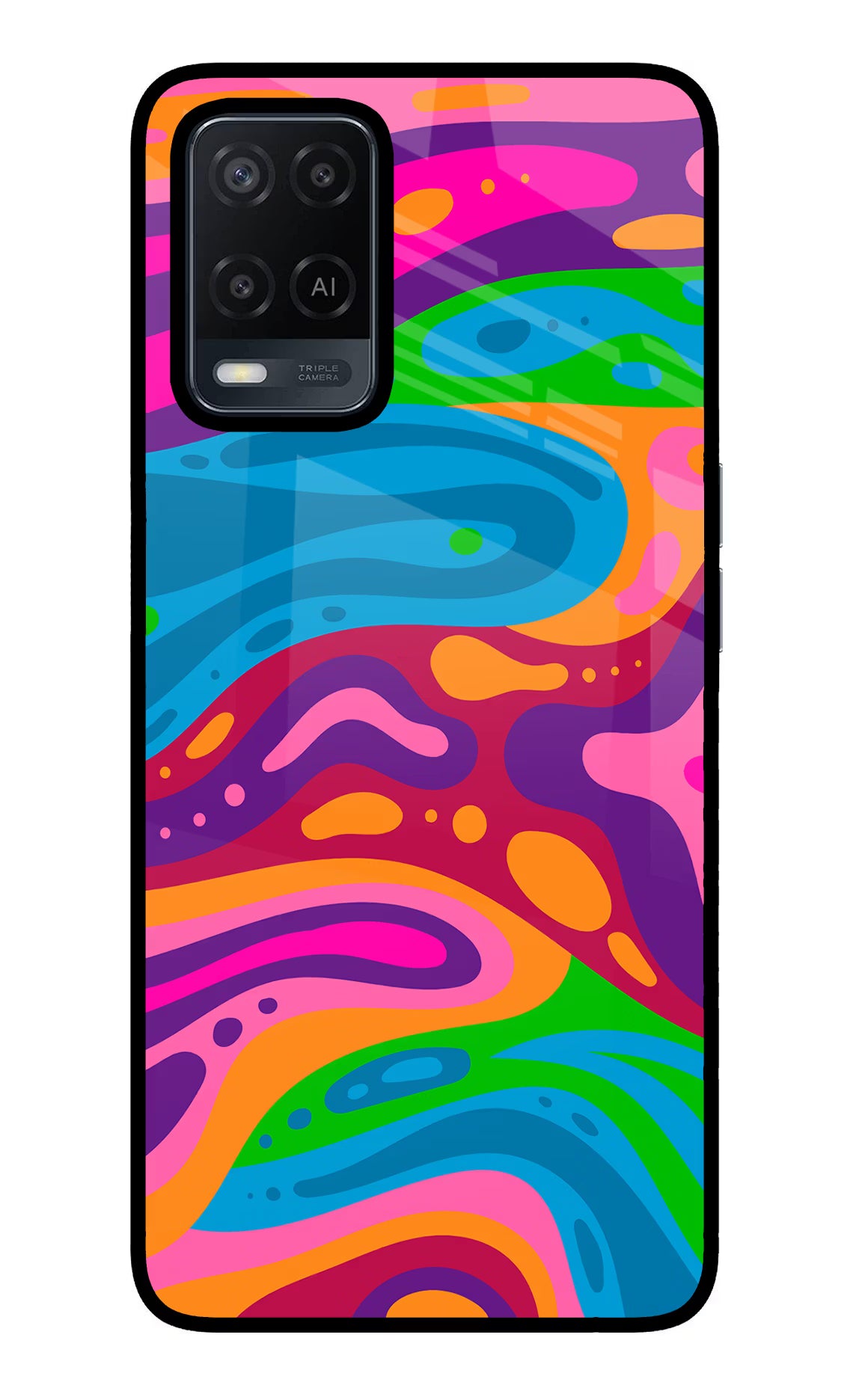 Trippy Pattern Oppo A54 Glass Case Back Cover by Casekaro