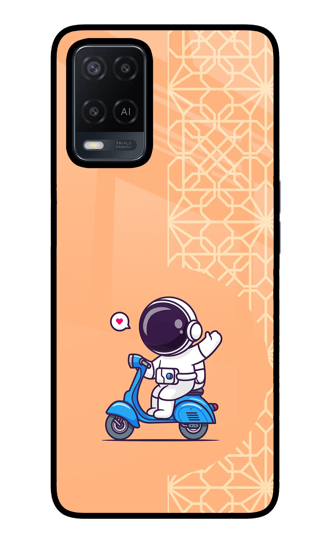 Cute Astronaut Riding Oppo A54 Glass Case Back Cover by Casekaro