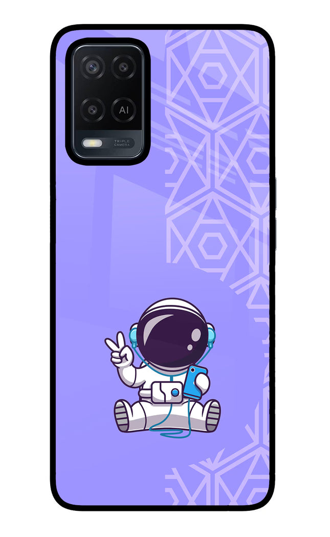 Cute Astronaut Chilling Oppo A54 Glass Case Back Cover by Casekaro