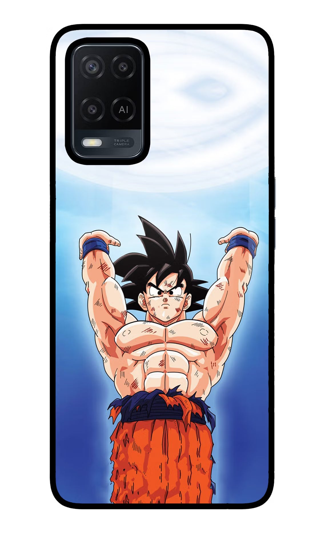 Goku Power Oppo A54 Glass Case Back Cover by Casekaro