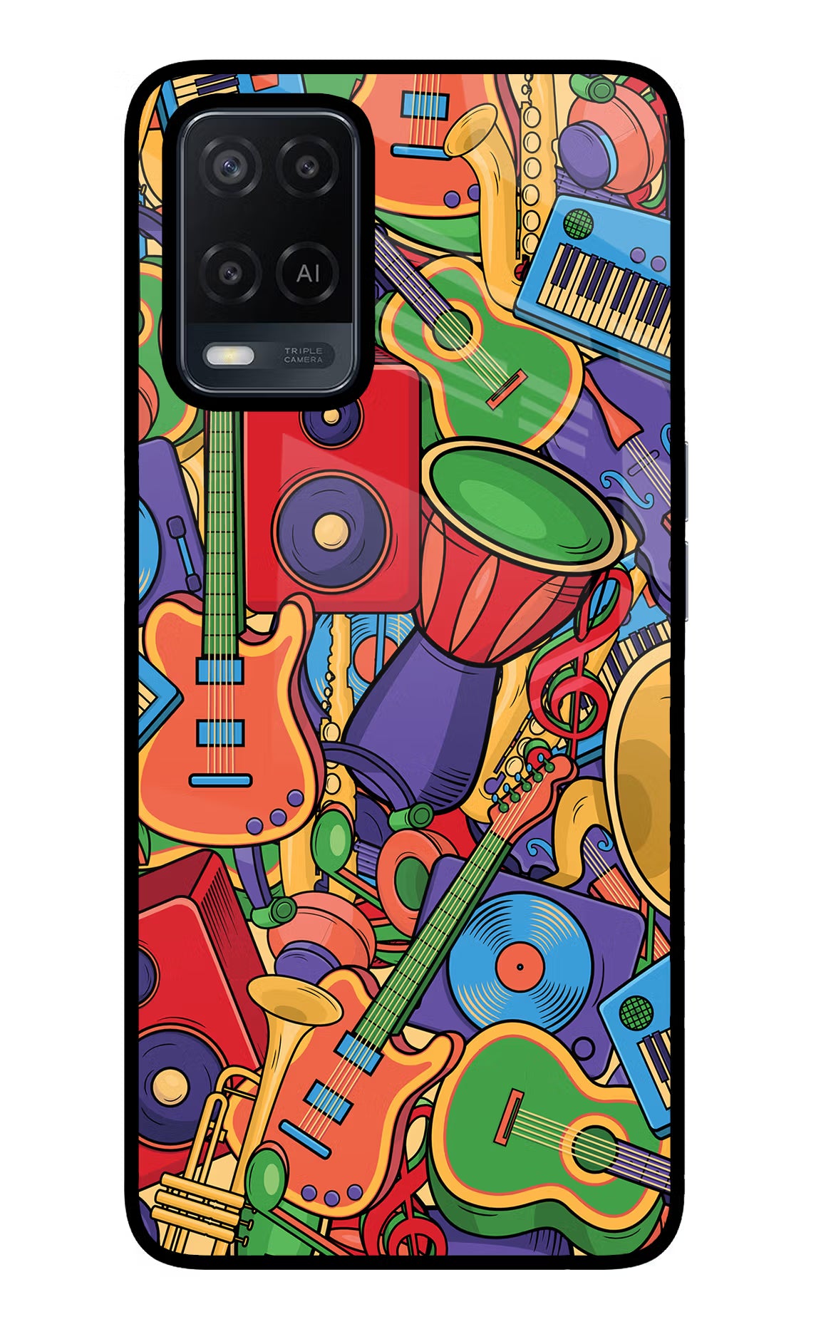 Music Instrument Doodle Oppo A54 Glass Case Back Cover by Casekaro