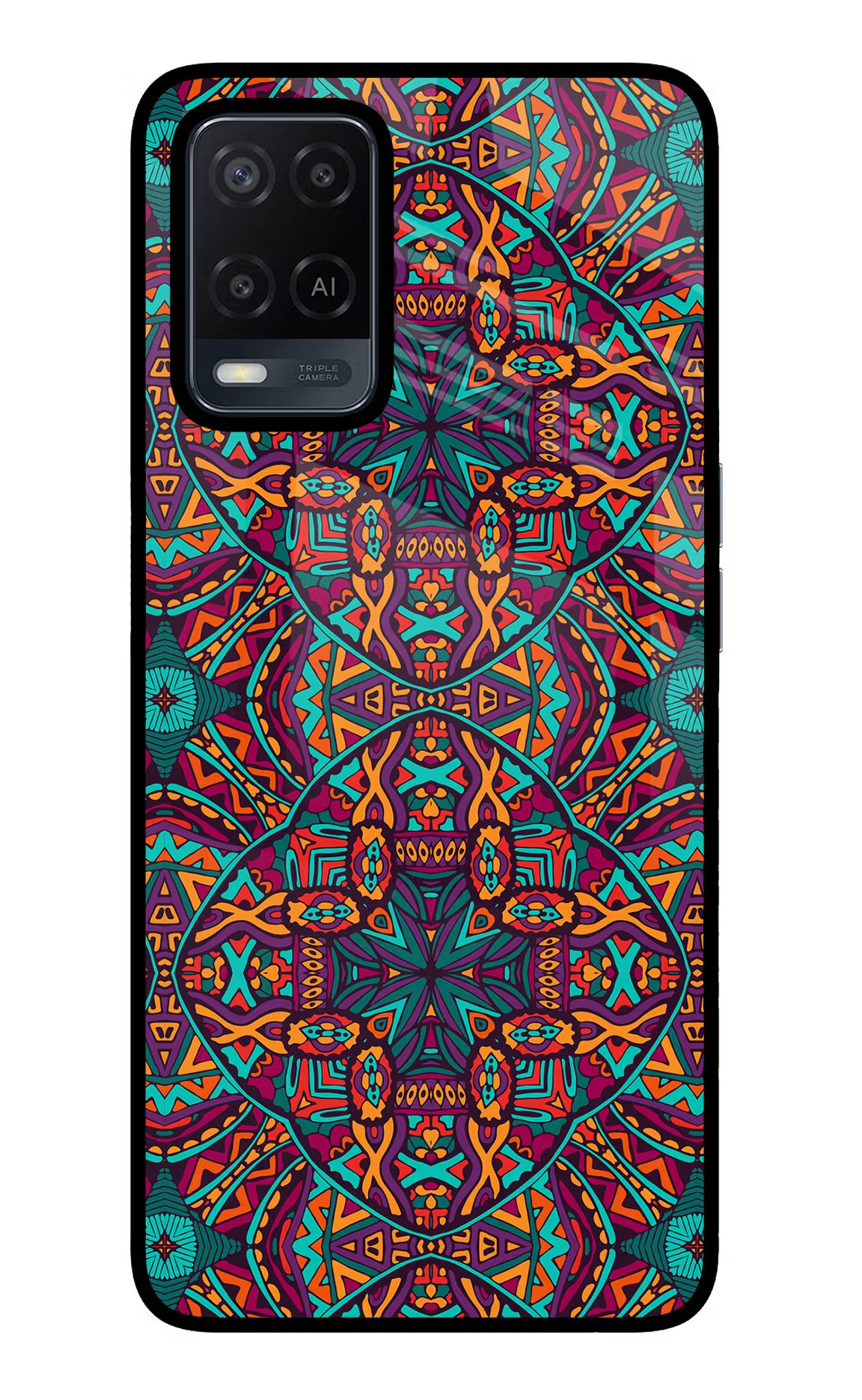 Colour Mandala Oppo A54 Glass Case Back Cover by Casekaro