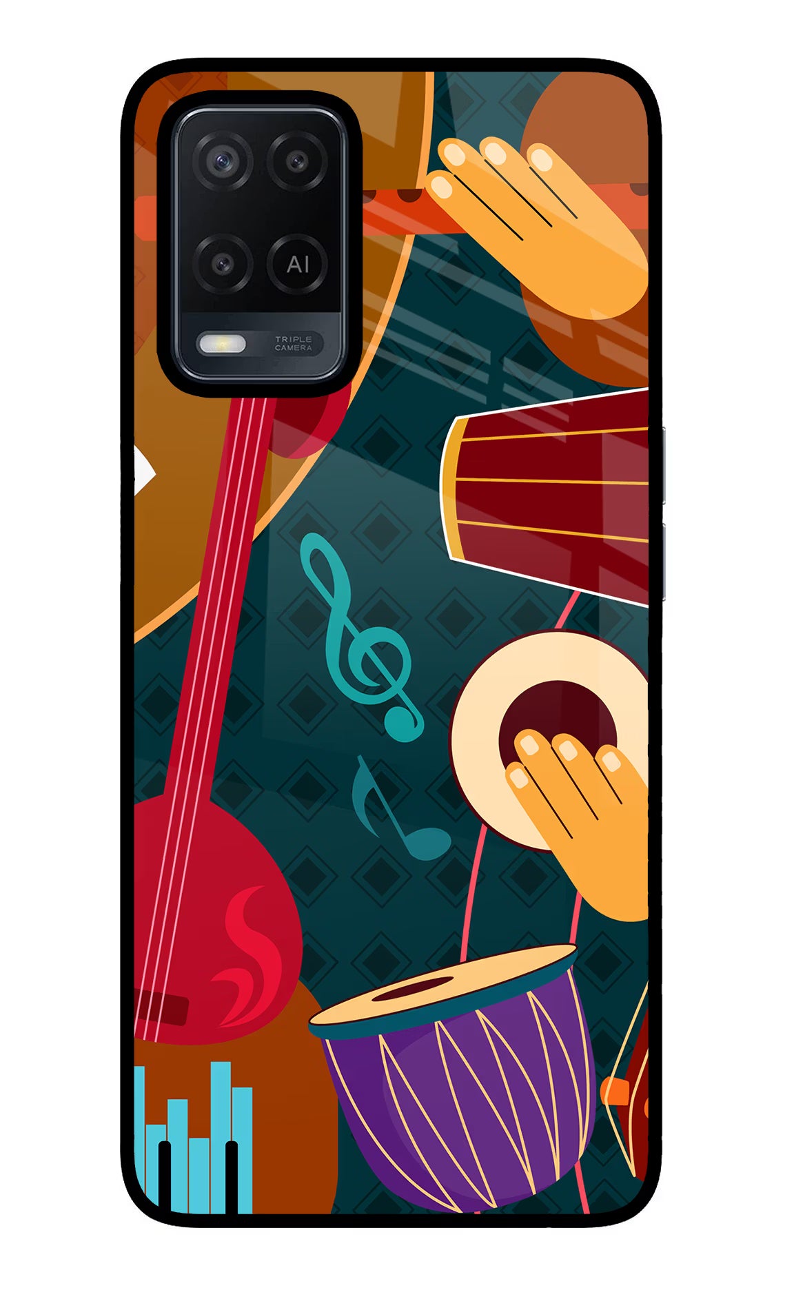 Music Instrument Oppo A54 Glass Case Back Cover by Casekaro