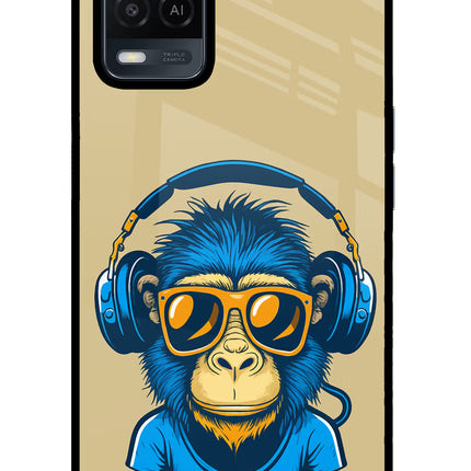 Monkey Headphone Oppo A54 Glass Case Back Cover by Casekaro