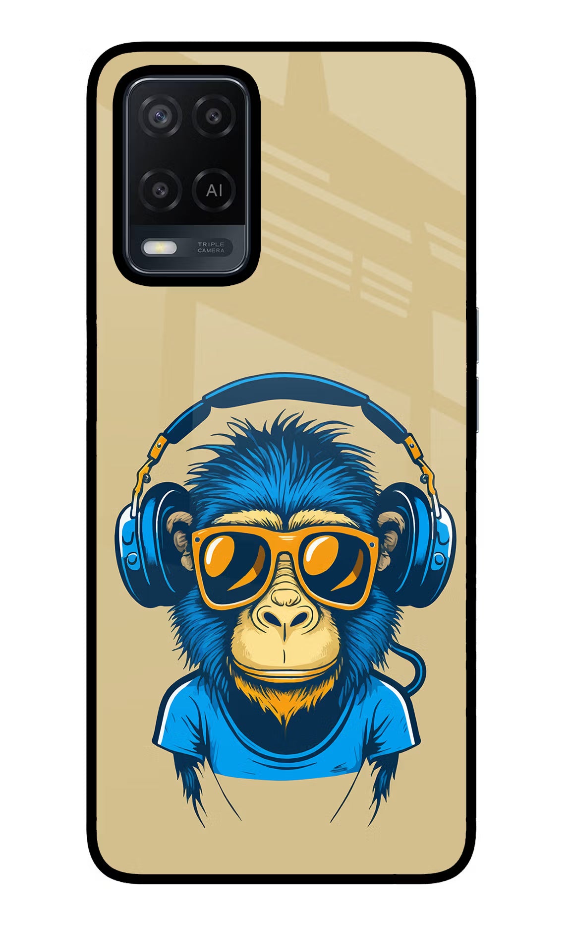 Monkey Headphone Oppo A54 Glass Case Back Cover by Casekaro