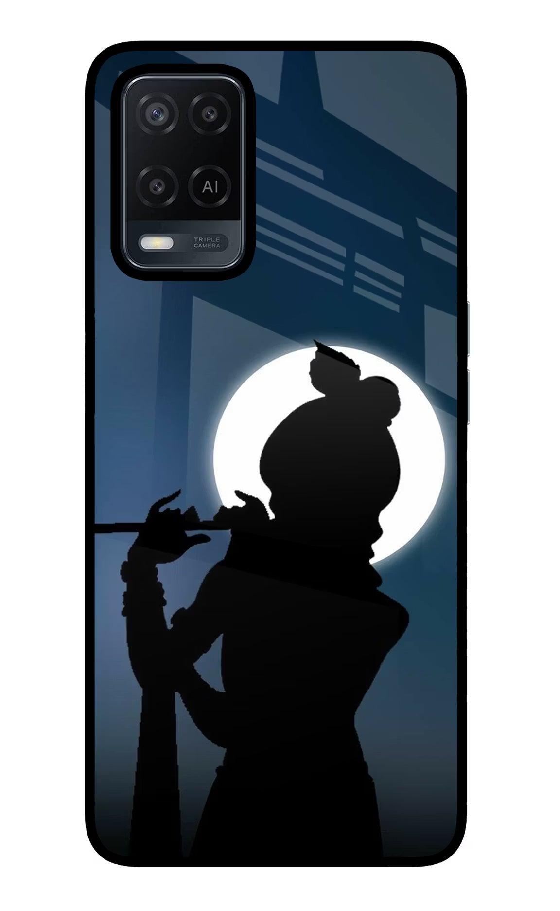 Shri Krishna Silhouette Oppo A54 Glass Case Back Cover by Casekaro