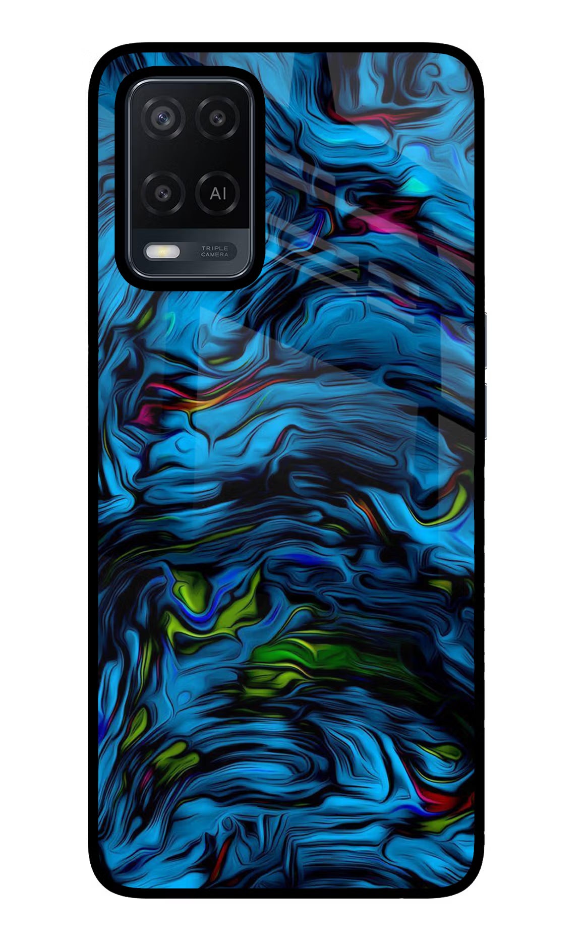 Dark Blue Abstract Oppo A54 Glass Case Back Cover by Casekaro