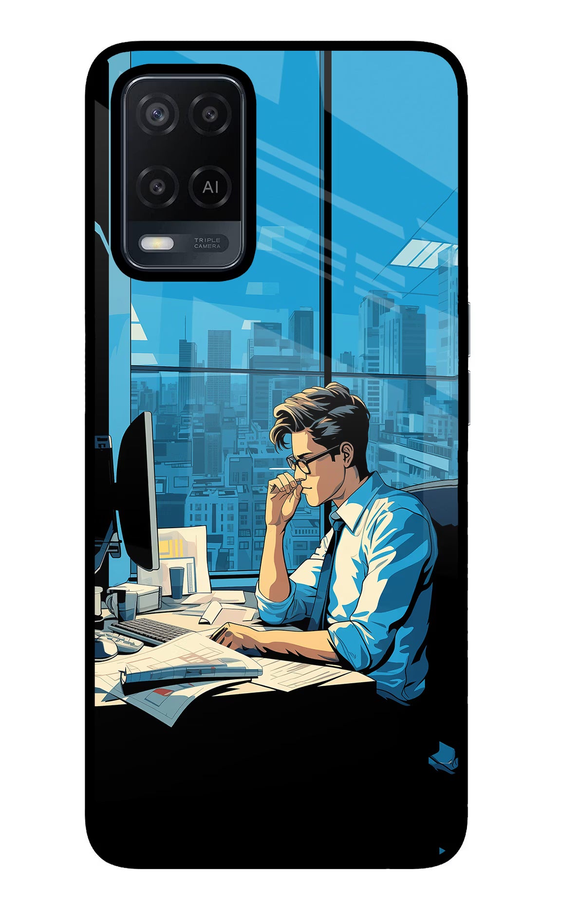 Focused Hustler (AI Generated) Oppo A54 Glass Case Back Cover by Casekaro