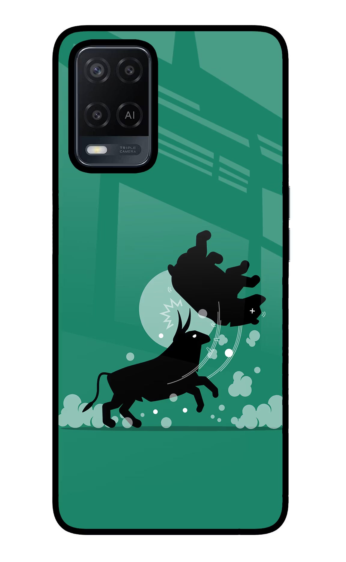 Bull Conqueror Oppo A54 Glass Case Back Cover by Casekaro