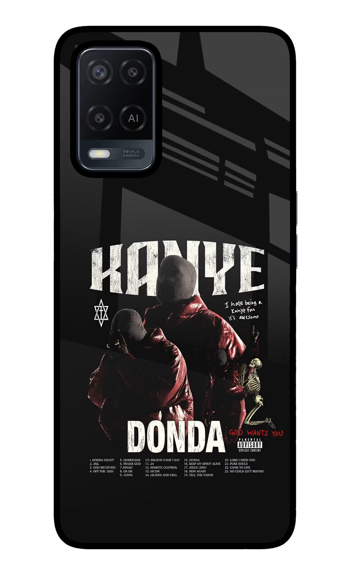 Donda Kanye West Oppo A54 Glass Case Back Cover by Casekaro