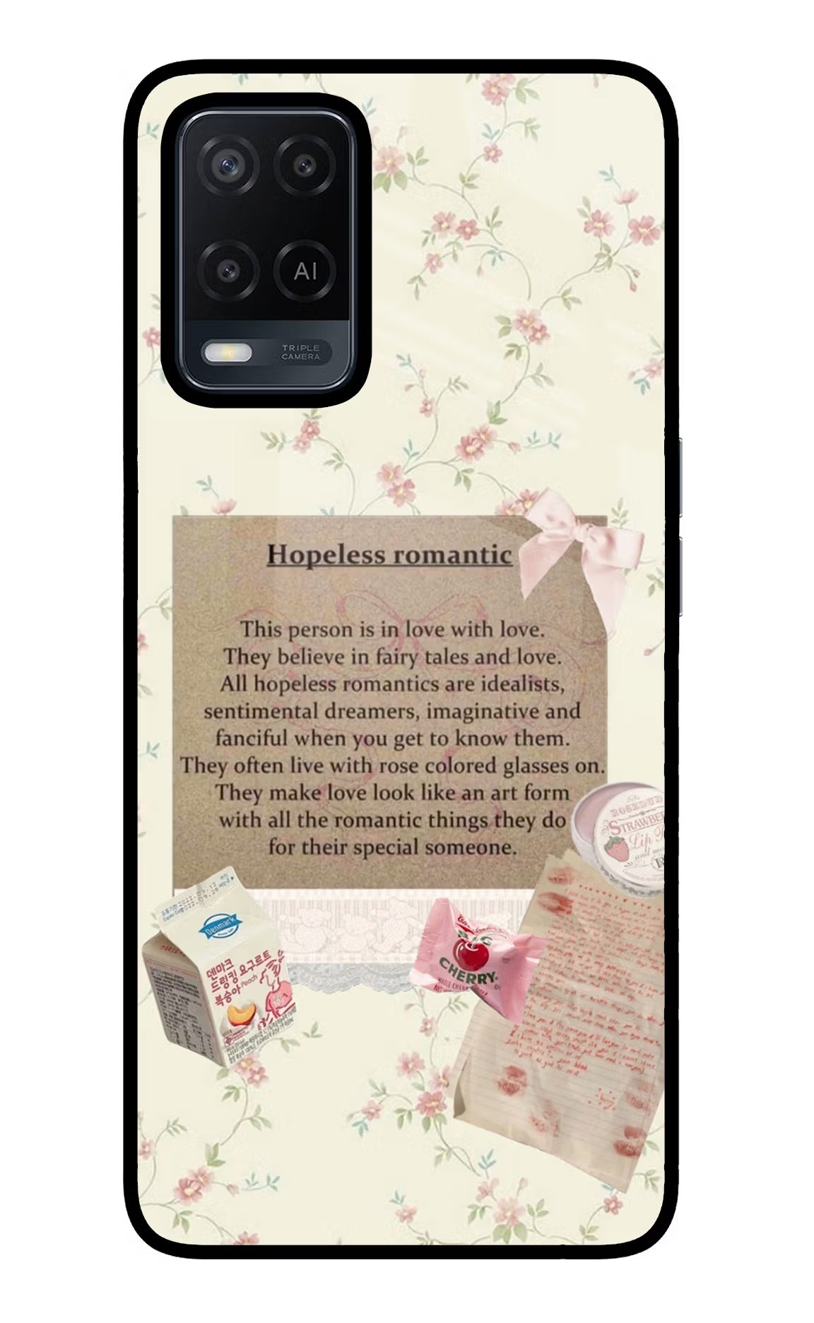 Hopeless Romantic Oppo A54 Glass Case Back Cover by Casekaro