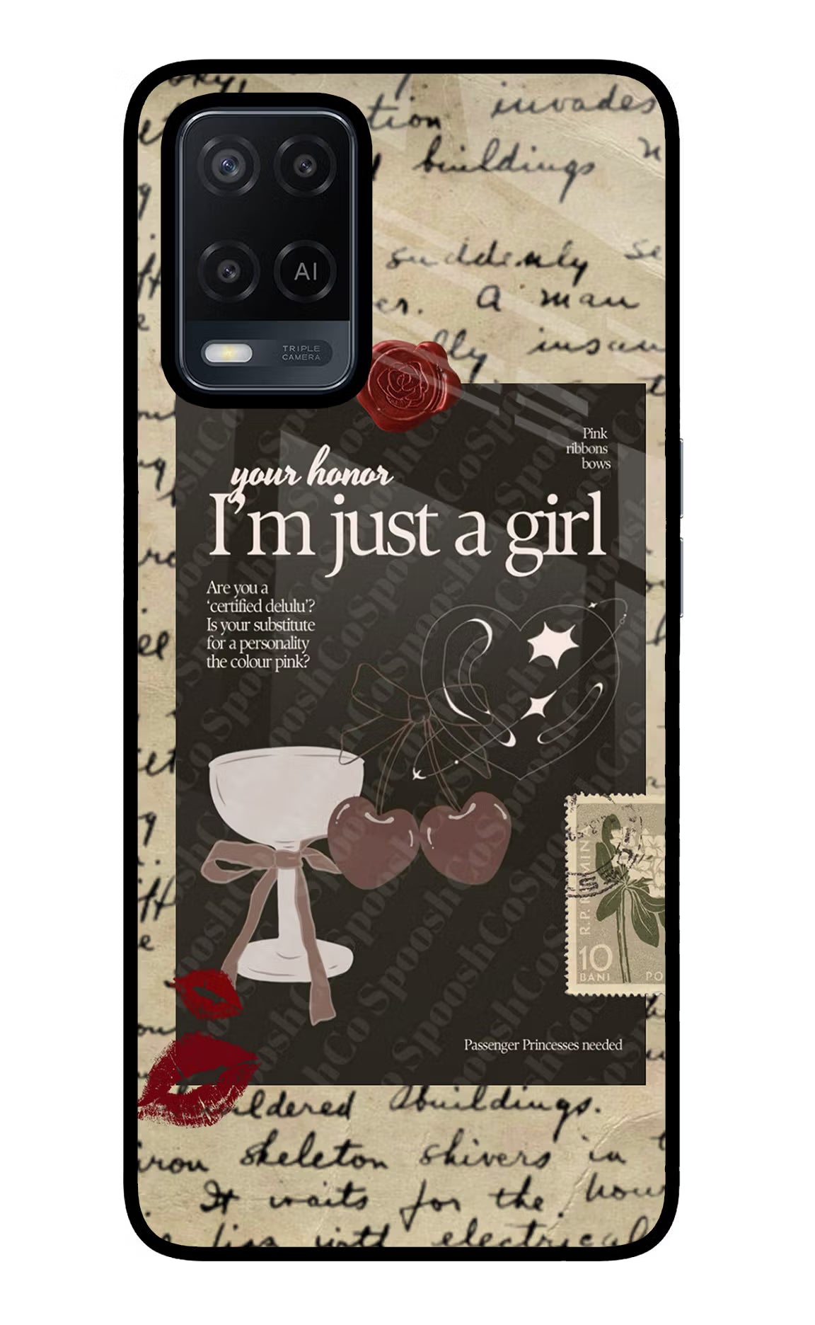 I am just a girl Oppo A54 Glass Case Back Cover by Casekaro