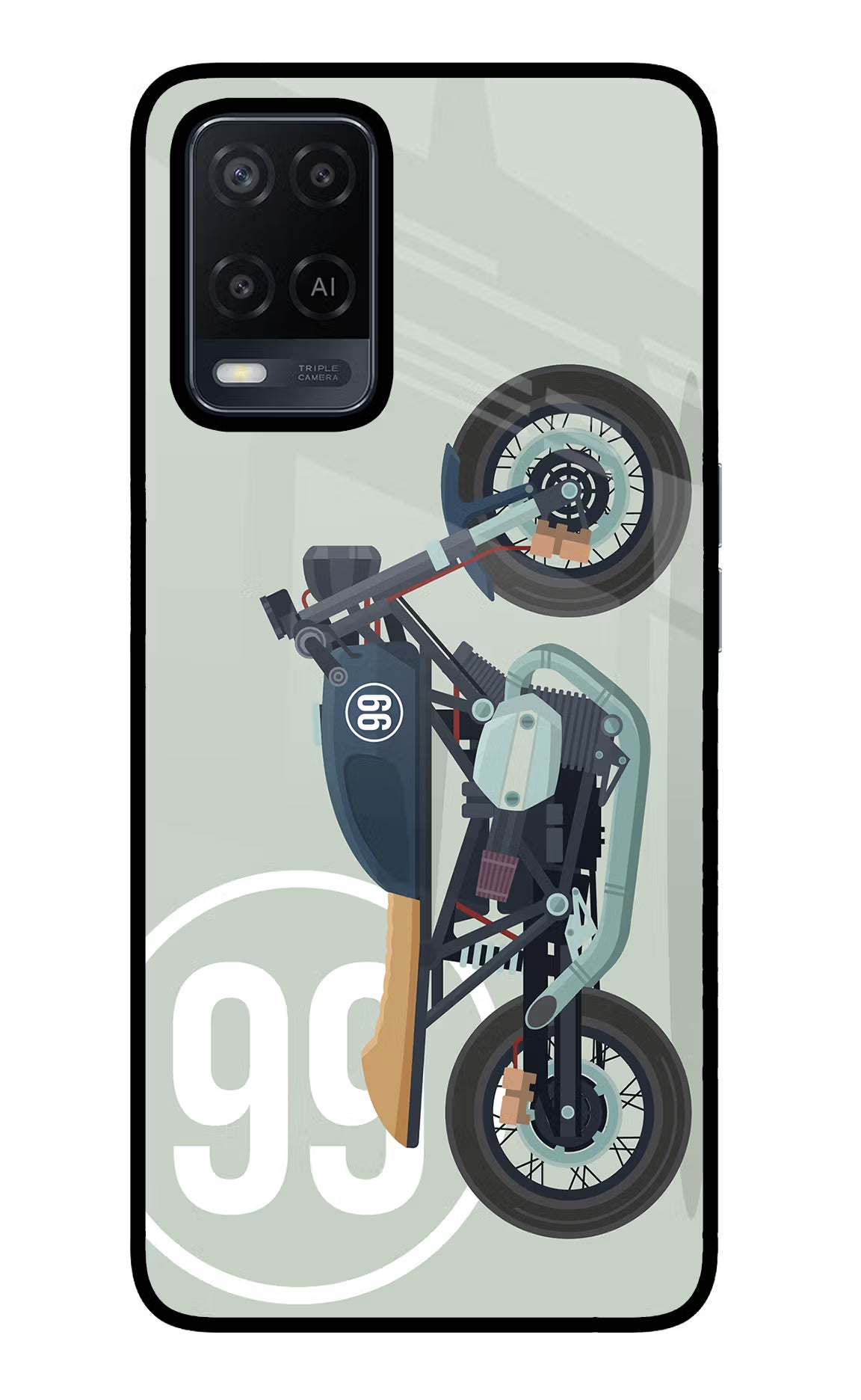 Classic Cafe Racer 99 Oppo A54 Glass Case Back Cover by Casekaro
