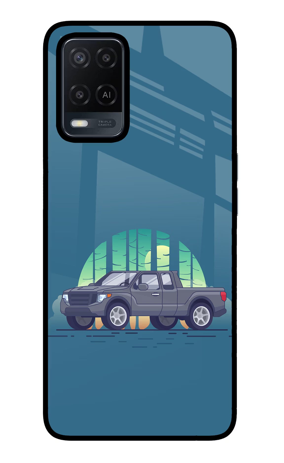 Retro Garage Vibe Oppo A54 Glass Case Back Cover by Casekaro