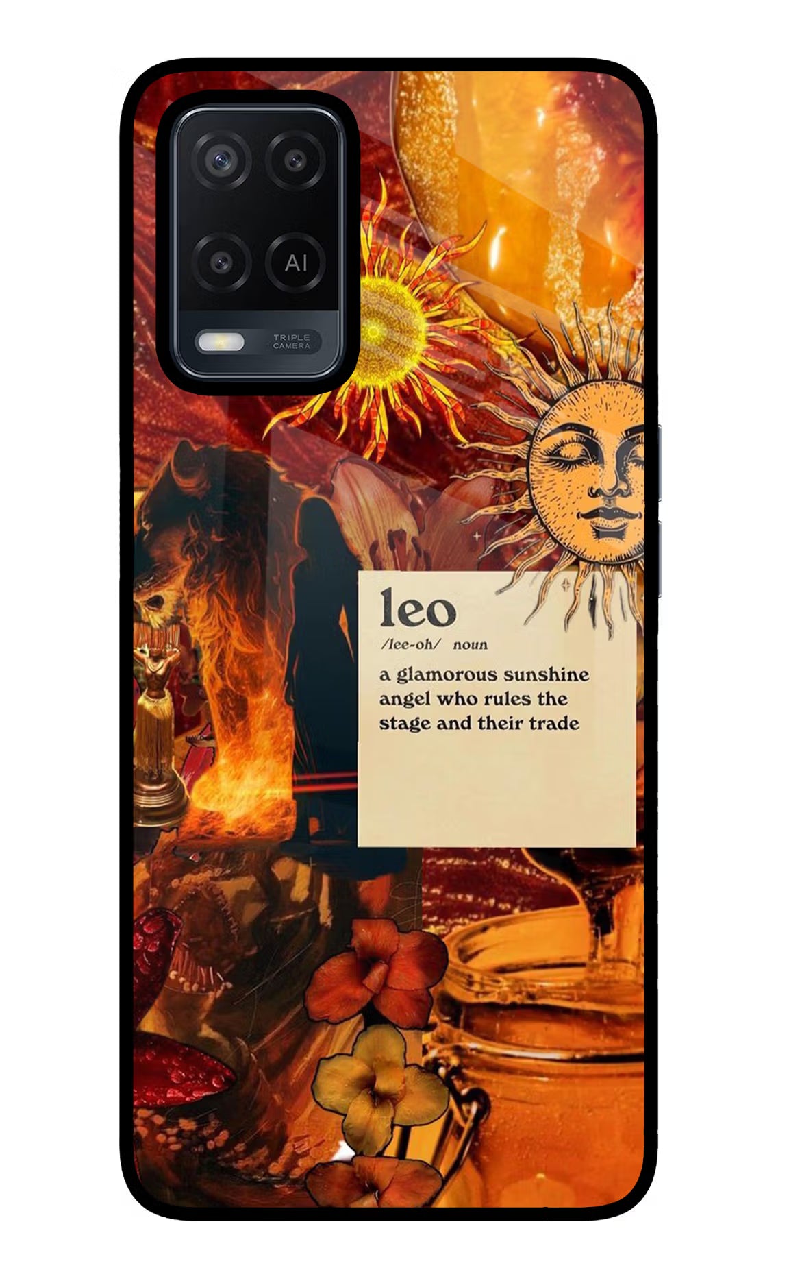Leo Zodiac Oppo A54 Glass Case Back Cover by Casekaro