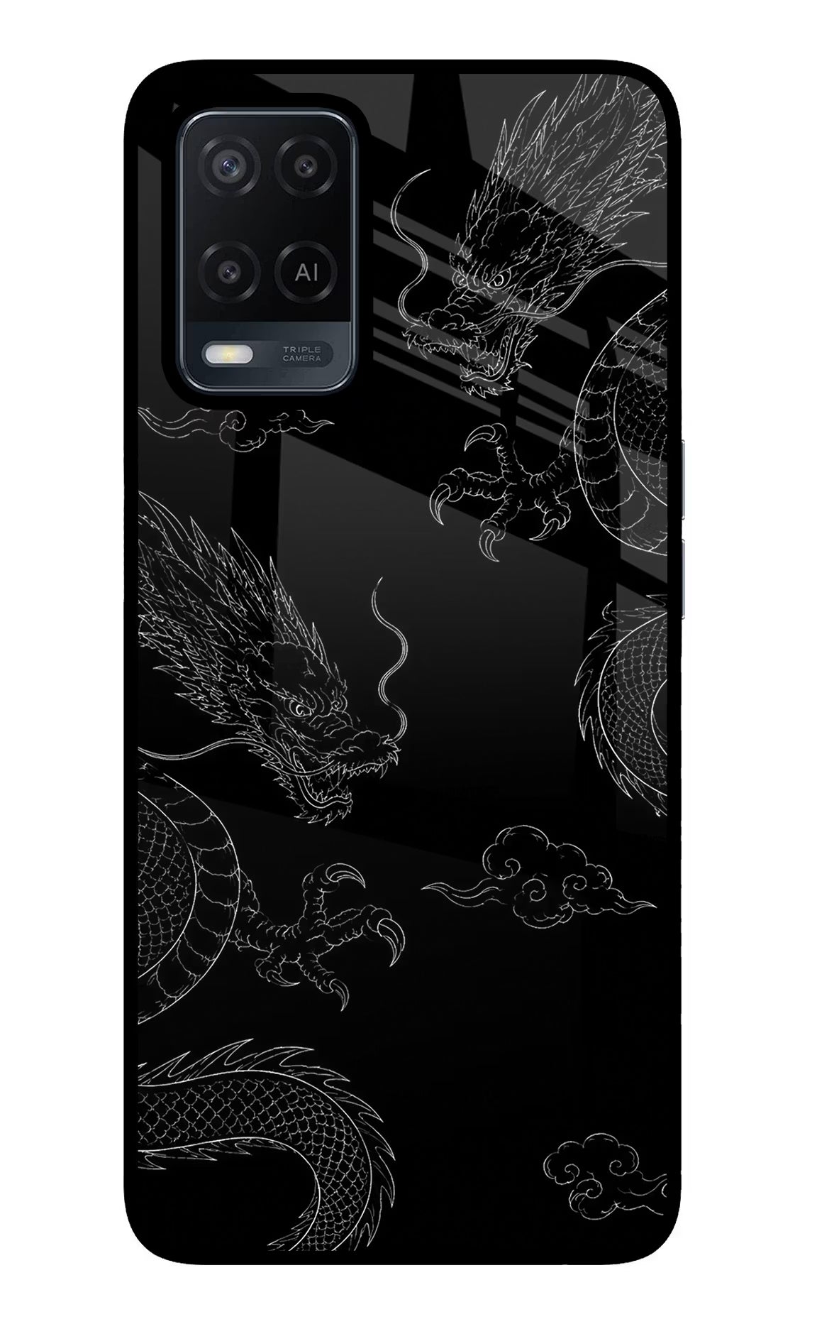 Twin Dragons Oppo A54 Glass Case Back Cover by Casekaro