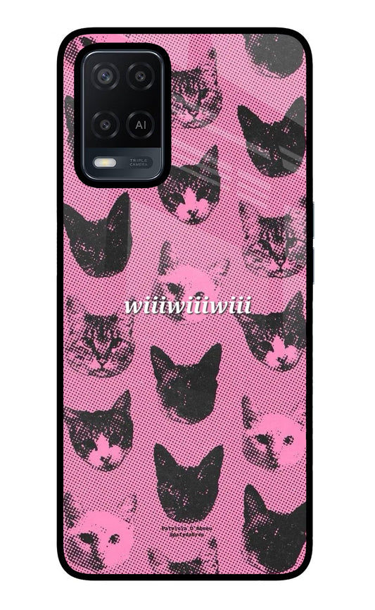 Pink Cats Oppo A54 Glass Case
