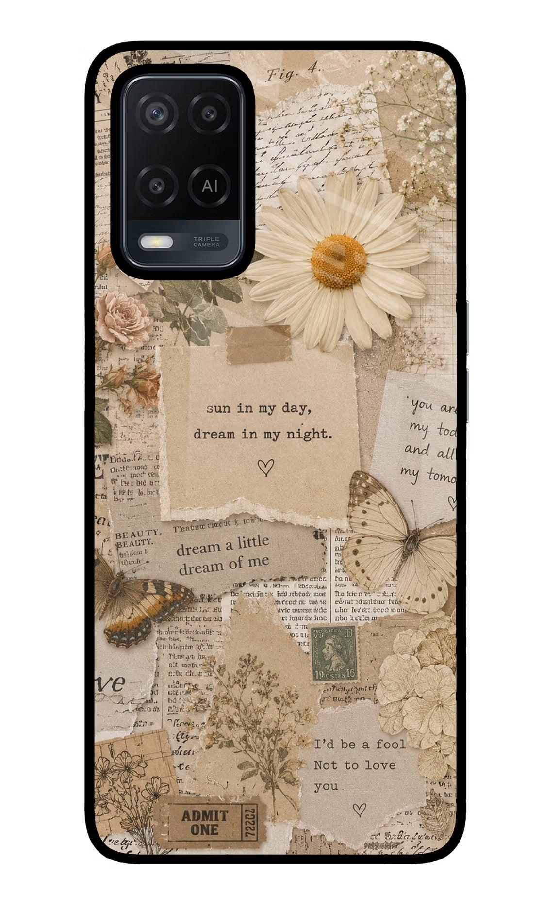 Vintage case Oppo A54 Glass Case Back Cover by Casekaro