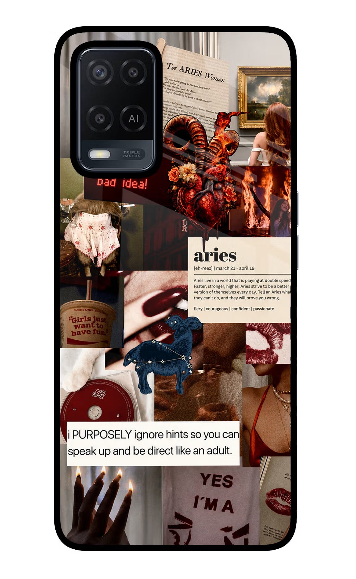 Zodiac Aries Oppo A54 Glass Case