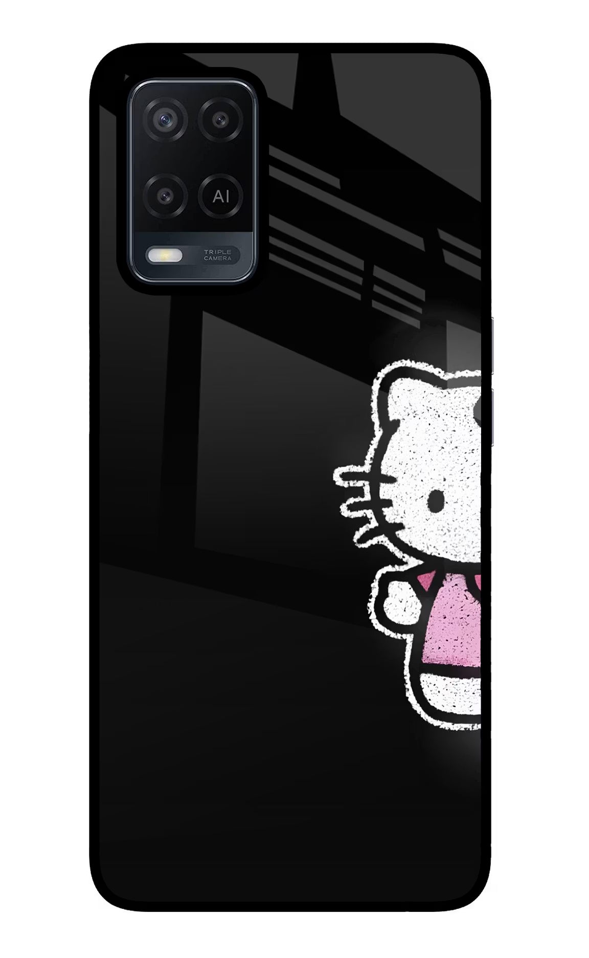 Kitty Charm Oppo A54 Glass Case Back Cover by Casekaro