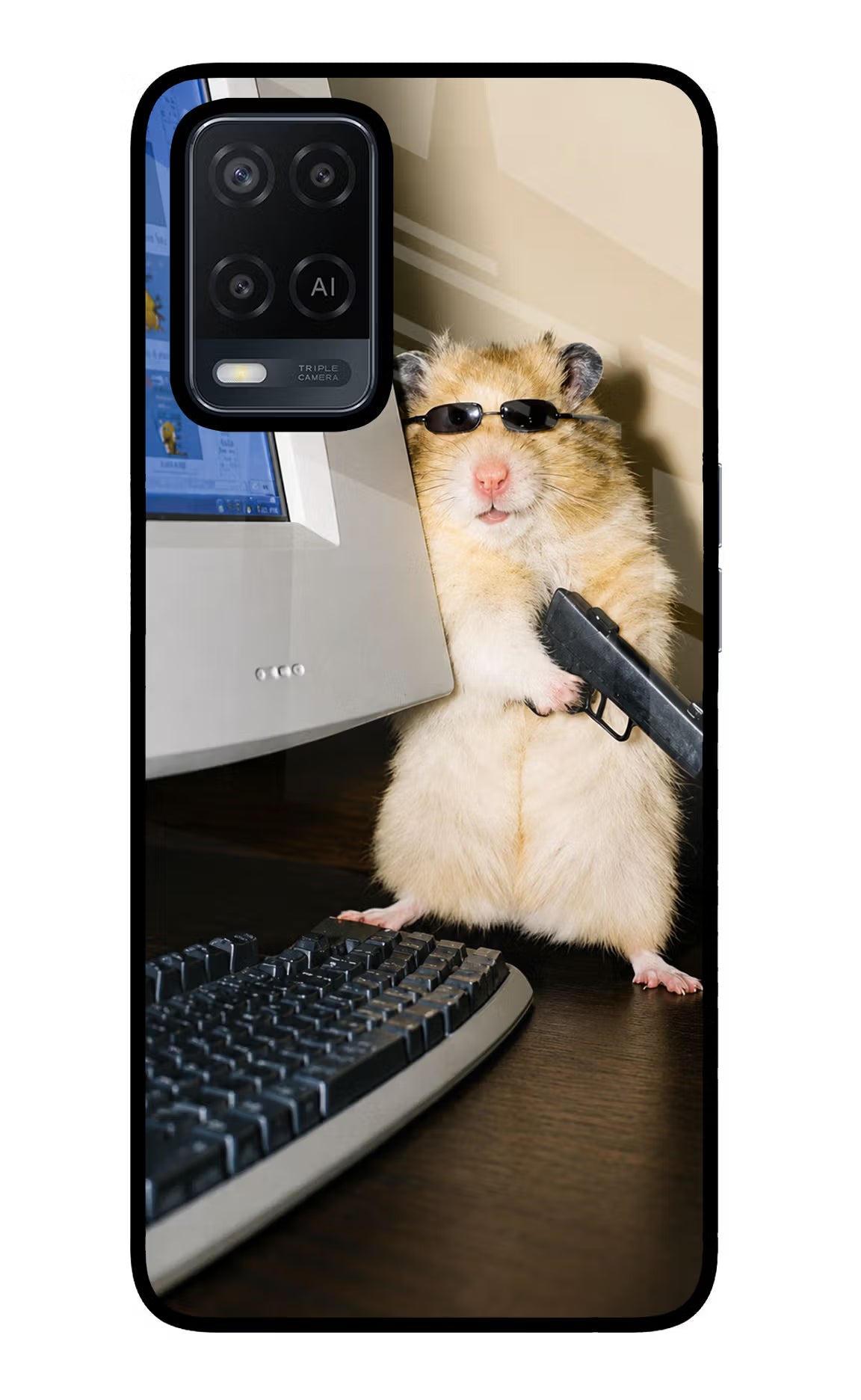 Hacker Hamster Oppo A54 Glass Case