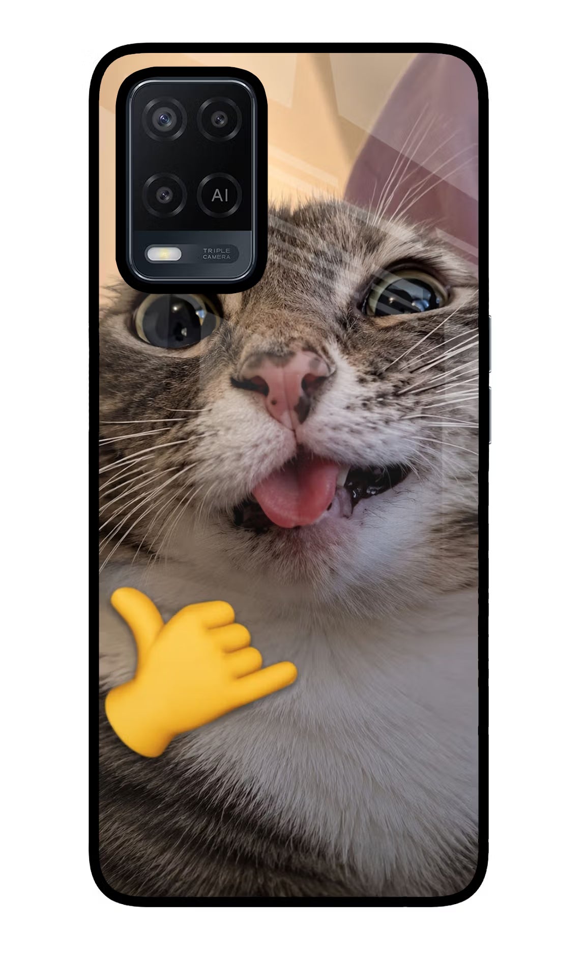 Silly Cat Call Oppo A54 Glass Case