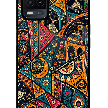 Folk Print Oppo A54 Glass Case