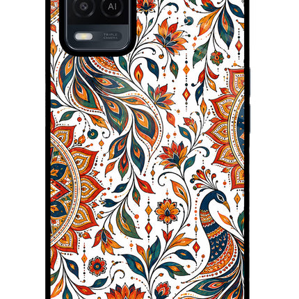 White Mayura Oppo A54 Glass Case