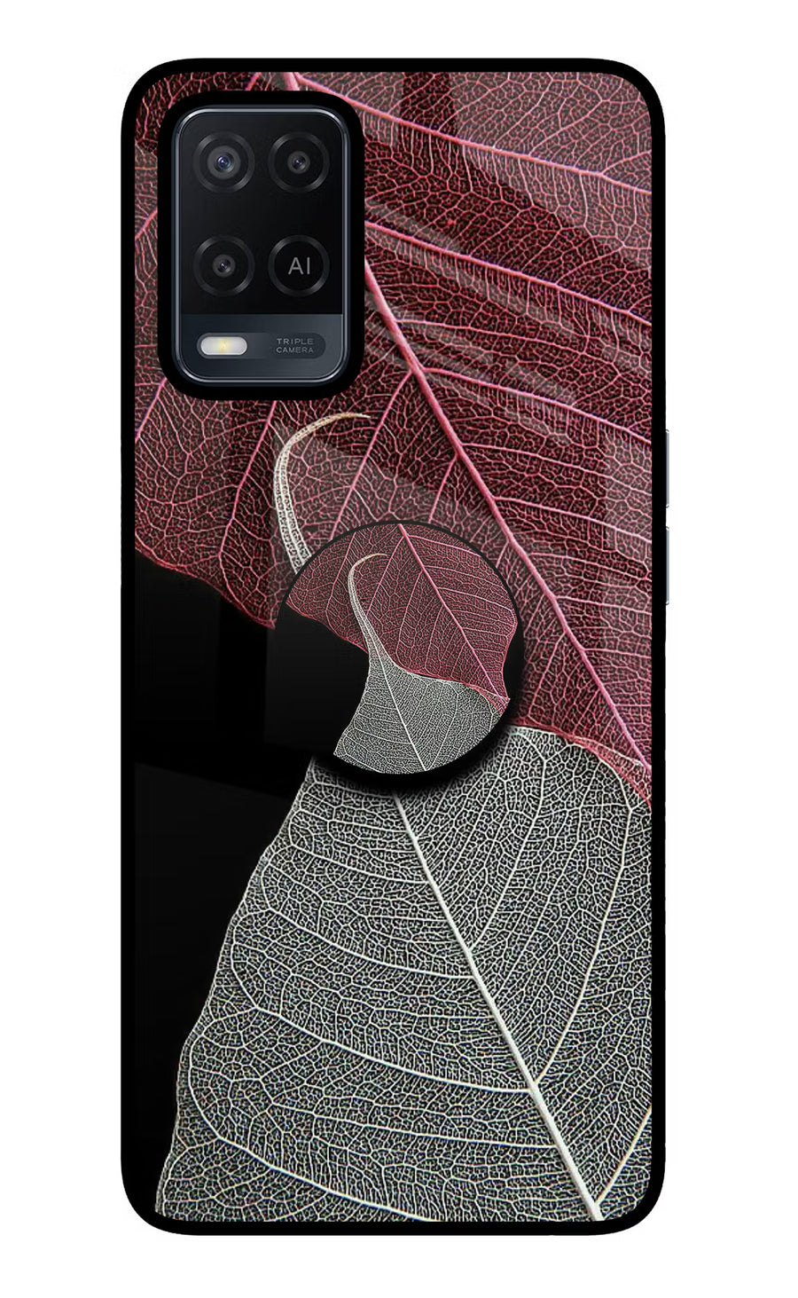 Leaf Pattern Oppo A54 Pop Case, Glass case