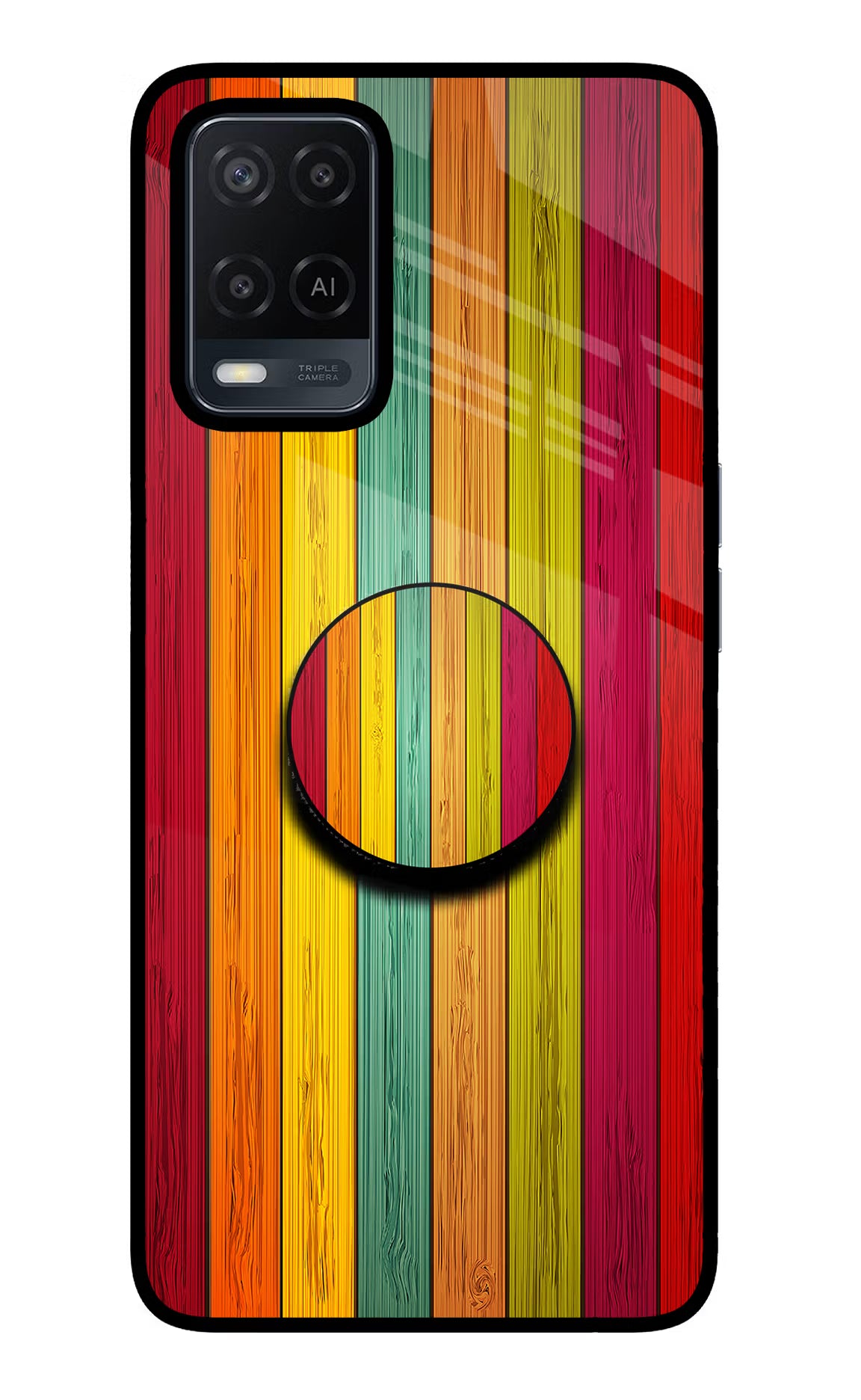 Multicolor Wooden Oppo A54 Pop Case by Casekaro