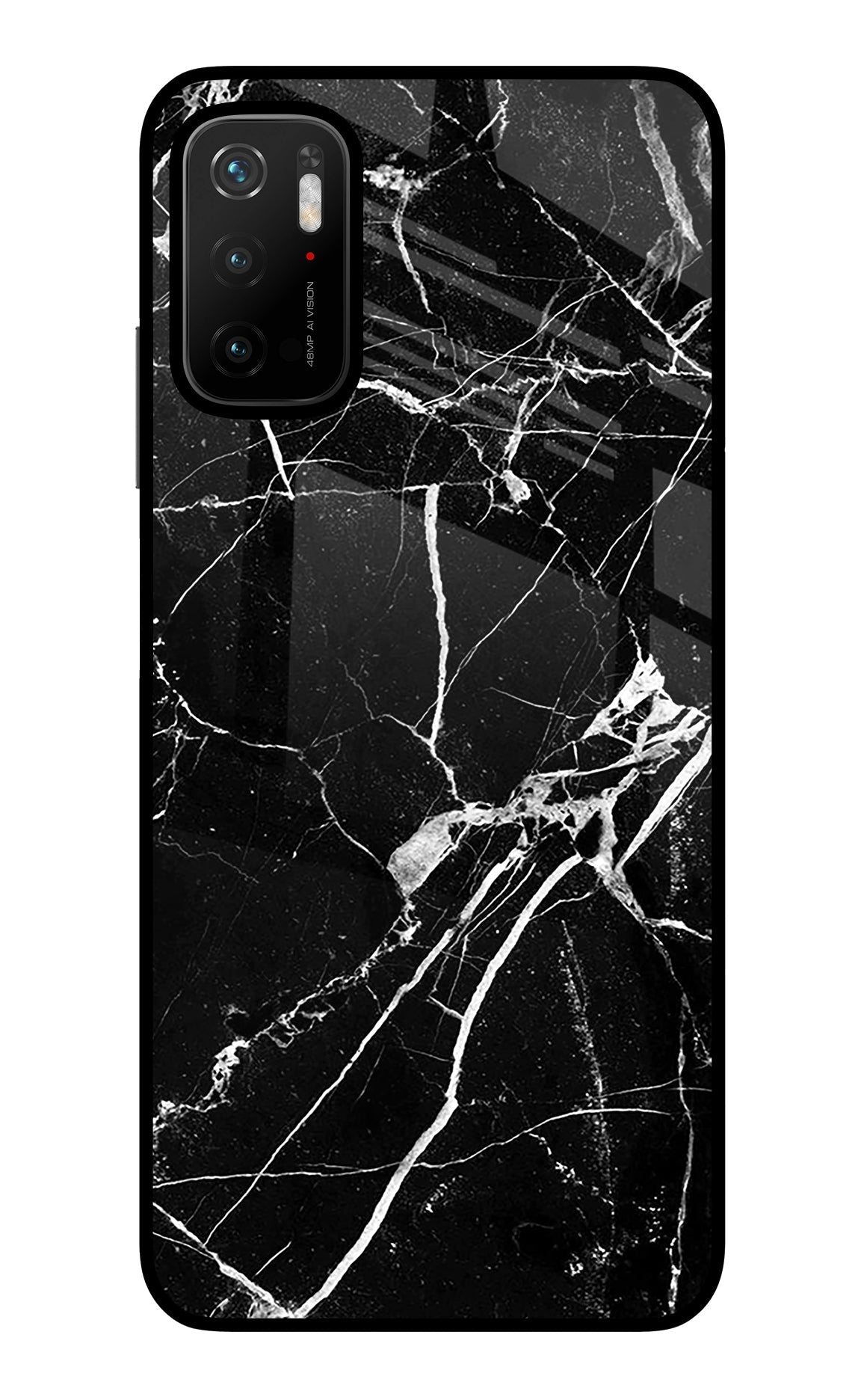 Black Marble Pattern Poco M3 Pro 5G Glass Case