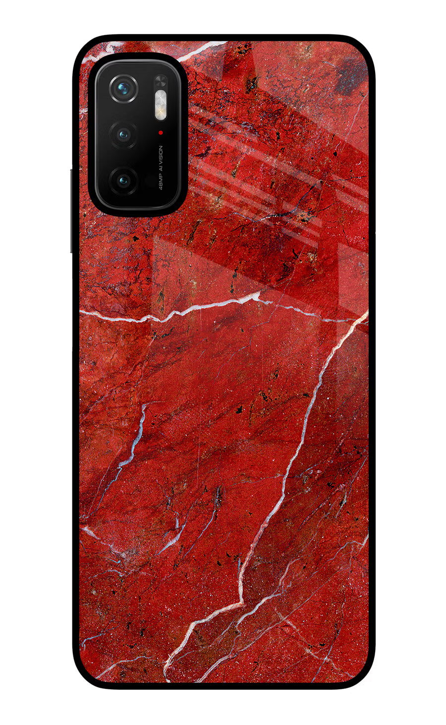 Red Marble Design Poco M3 Pro 5G Back Cover, Glass case