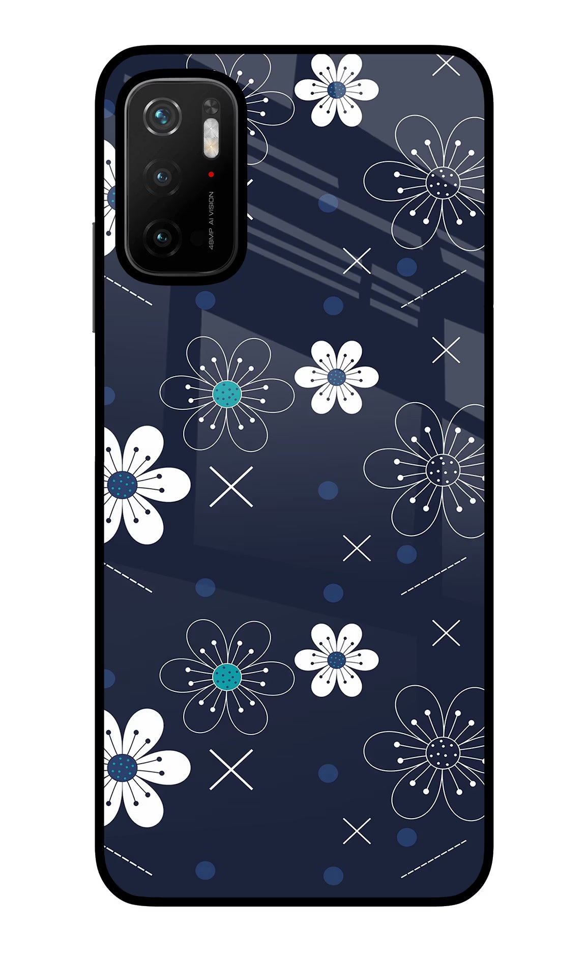 Flowers Poco M3 Pro 5G Glass Case Back Cover by Casekaro