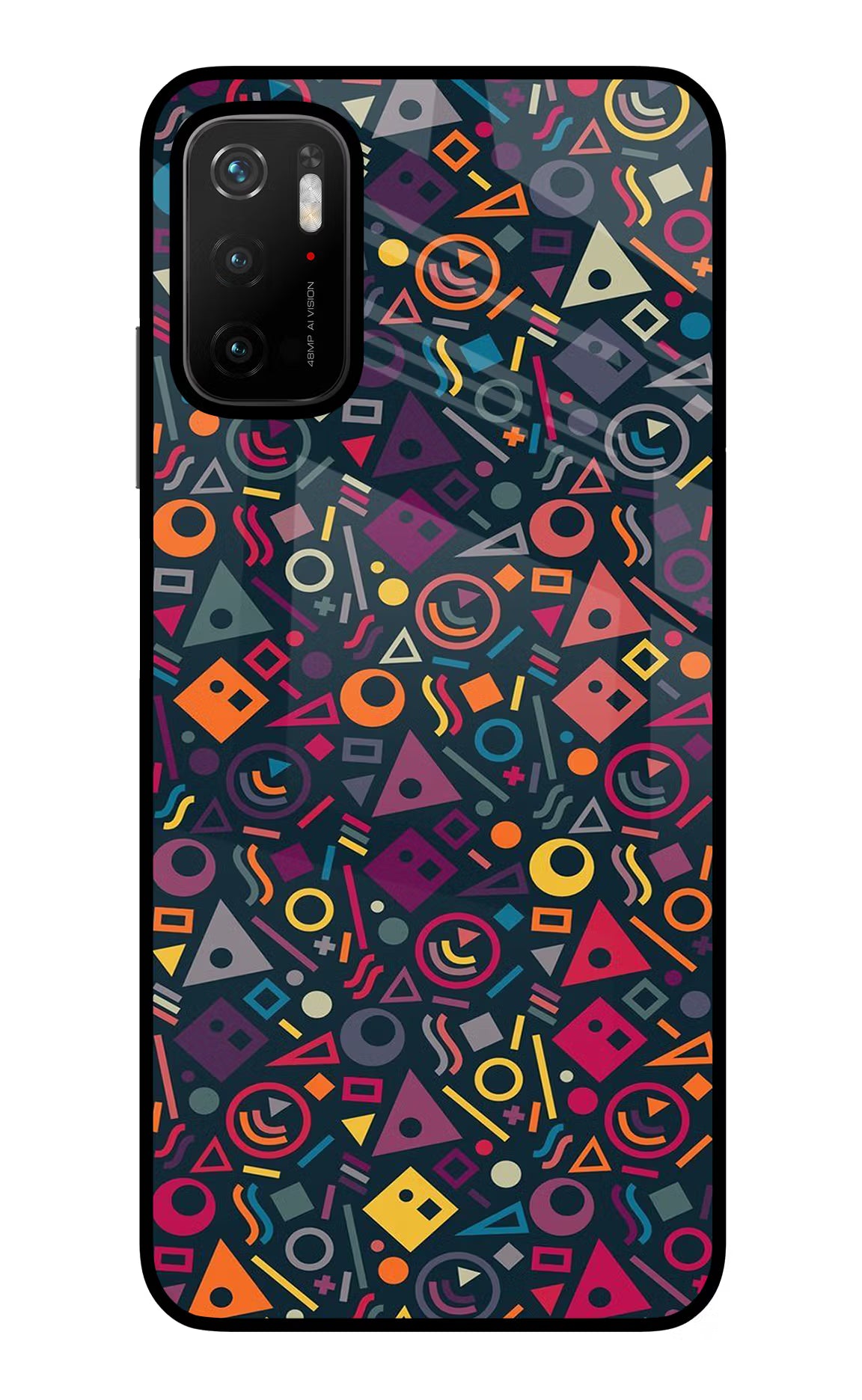 Geometric Abstract Poco M3 Pro 5G Glass Case Back Cover by Casekaro