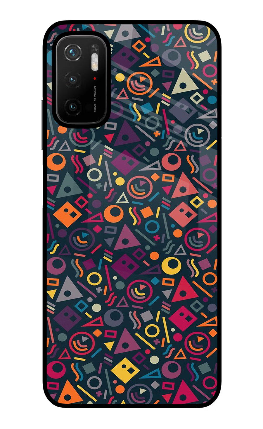 Geometric Abstract Poco M3 Pro 5G Back Cover, Glass case
