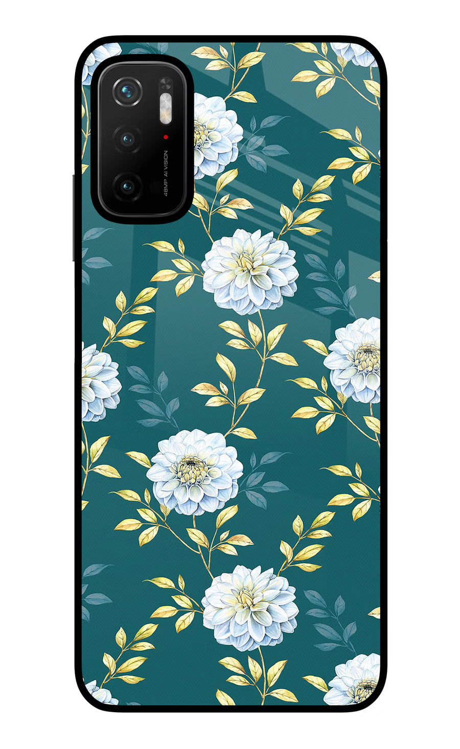 Flowers Poco M3 Pro 5G Back Cover, Glass case