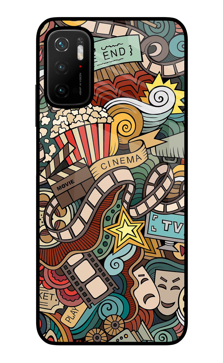 Cinema Abstract Poco M3 Pro 5G Back Cover, Glass case