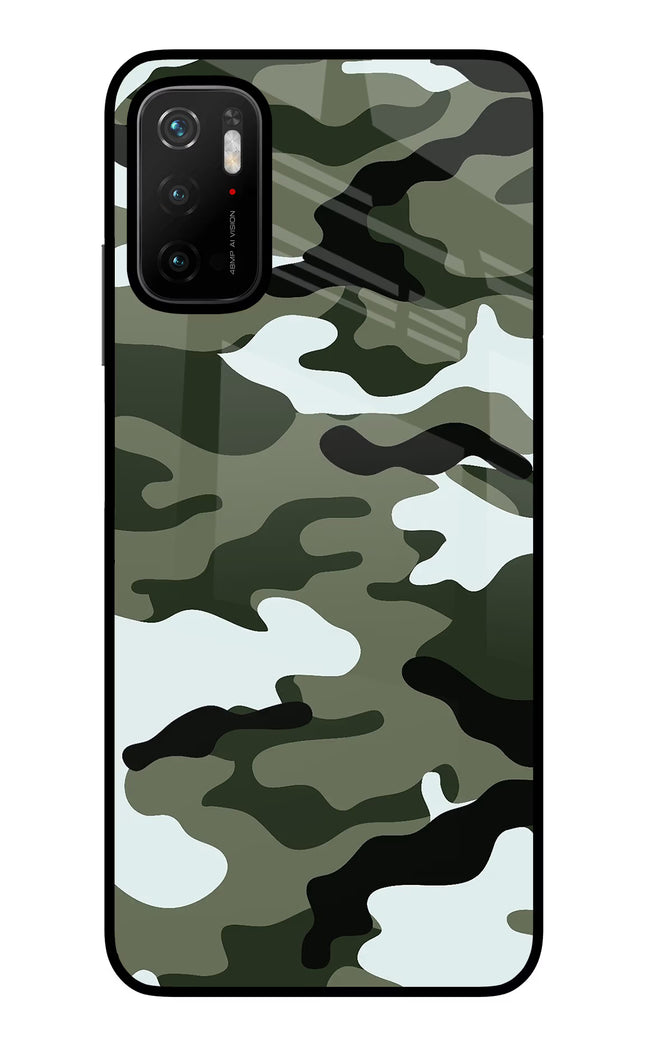 Camouflage Poco M3 Pro 5G Glass Case Back Cover by Casekaro