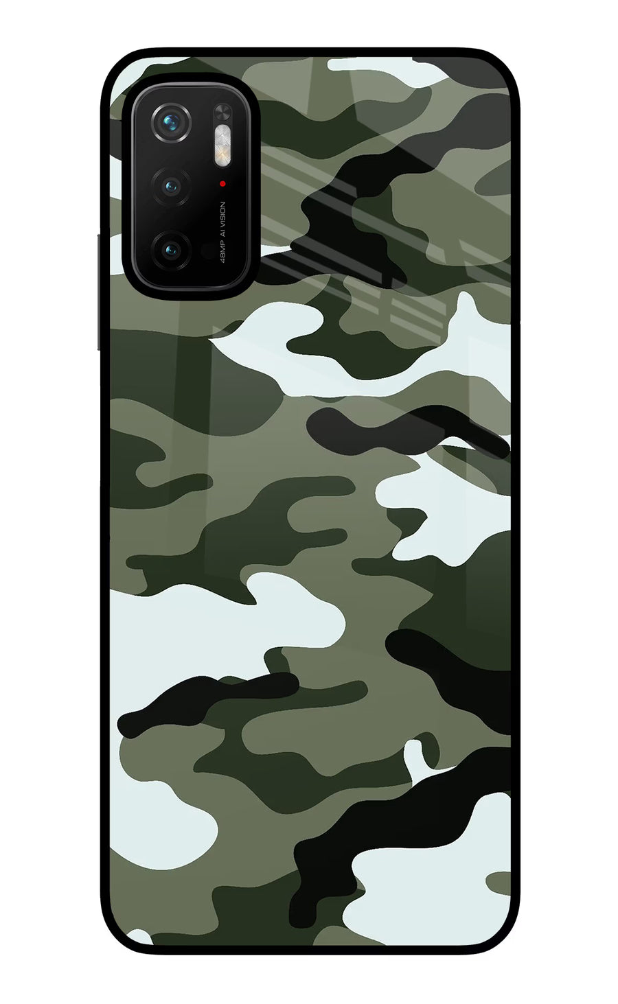 Camouflage Poco M3 Pro 5G Back Cover, Glass case