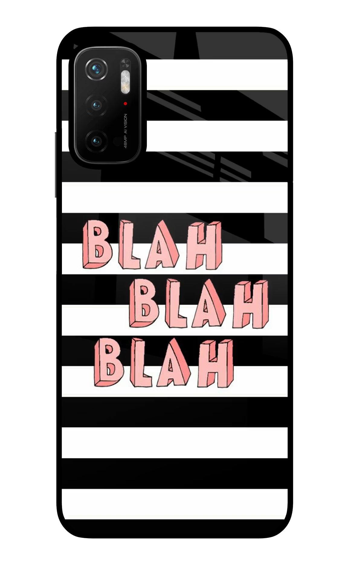 Blah Blah Blah Poco M3 Pro 5G Glass Case Back Cover by Casekaro