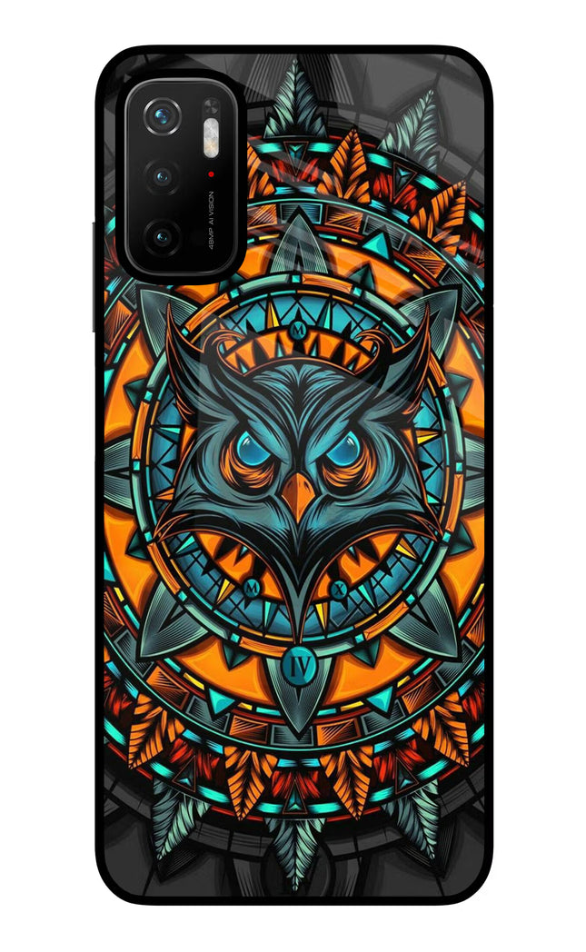 Angry Owl Art Poco M3 Pro 5G Glass Case Back Cover by Casekaro