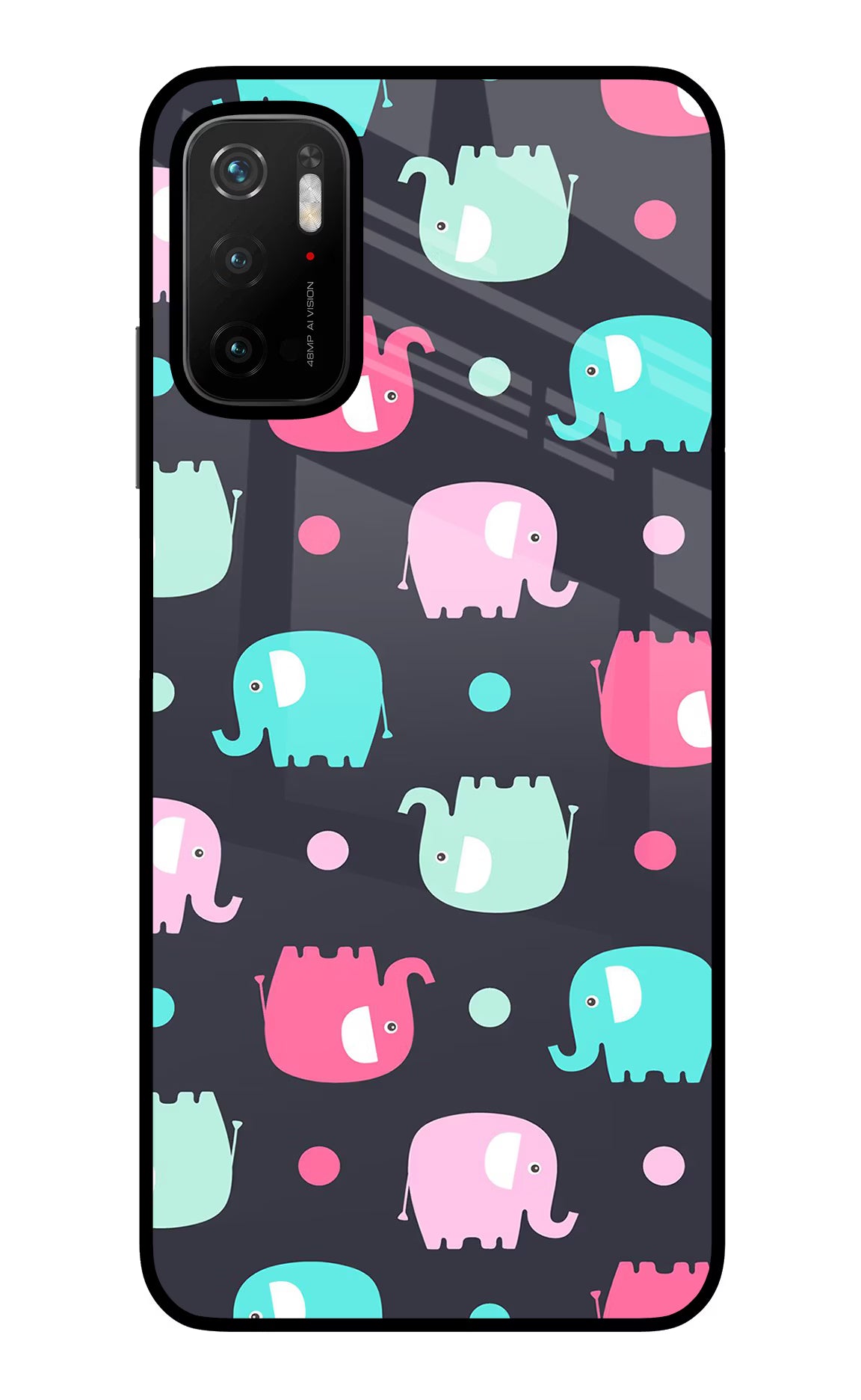 Elephants Poco M3 Pro 5G Glass Case Back Cover by Casekaro