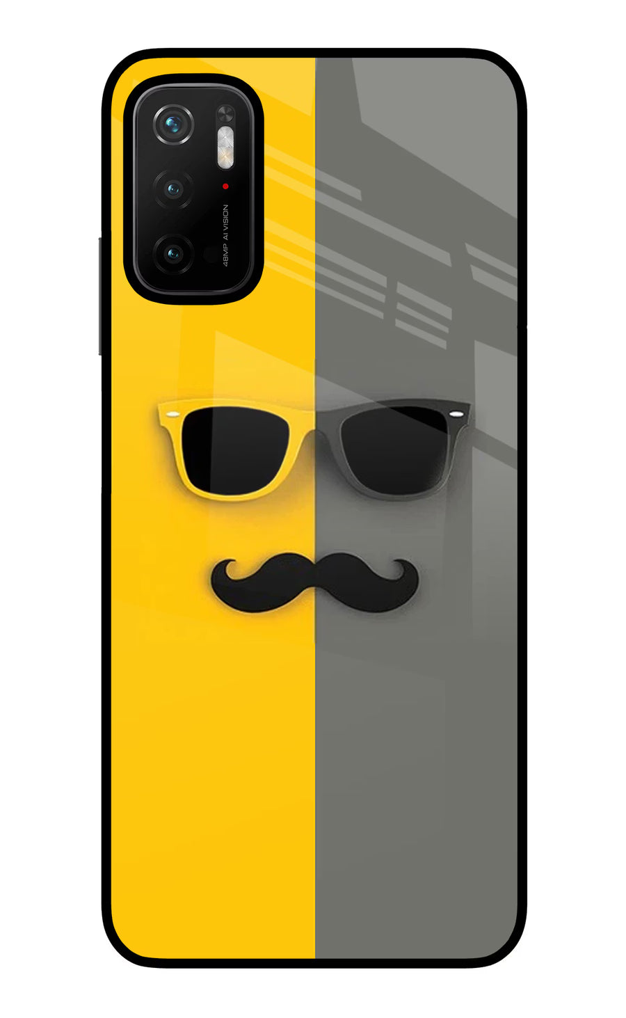Sunglasses with Mustache Poco M3 Pro 5G Back Cover, Glass case