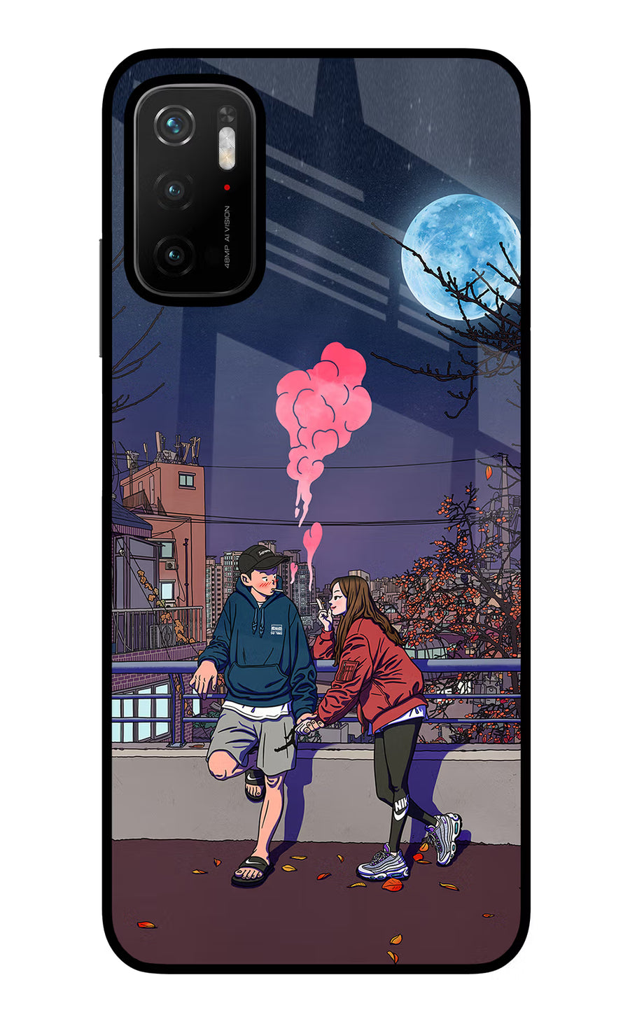 Chilling Couple Poco M3 Pro 5G Back Cover, Glass case