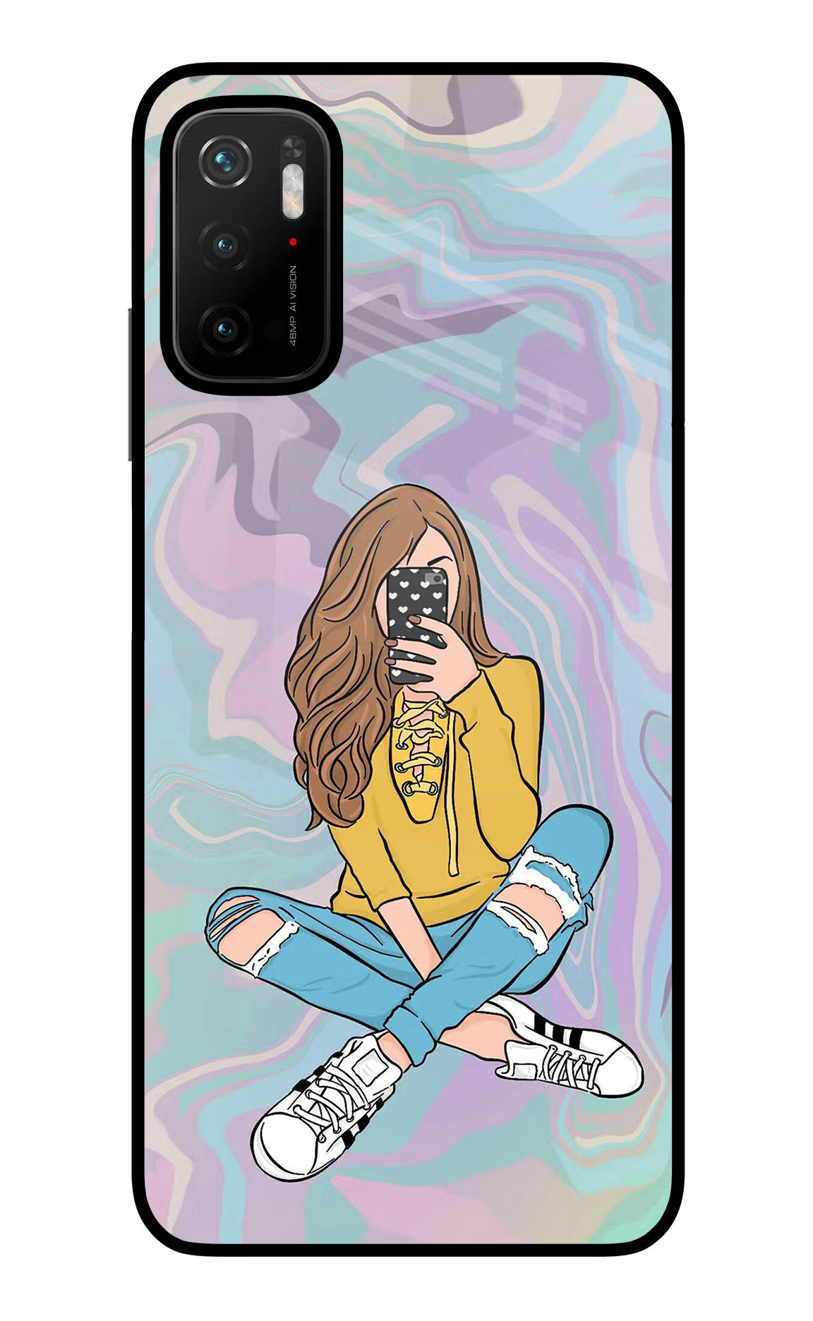 Selfie Girl Poco M3 Pro 5G Glass Case Back Cover by Casekaro