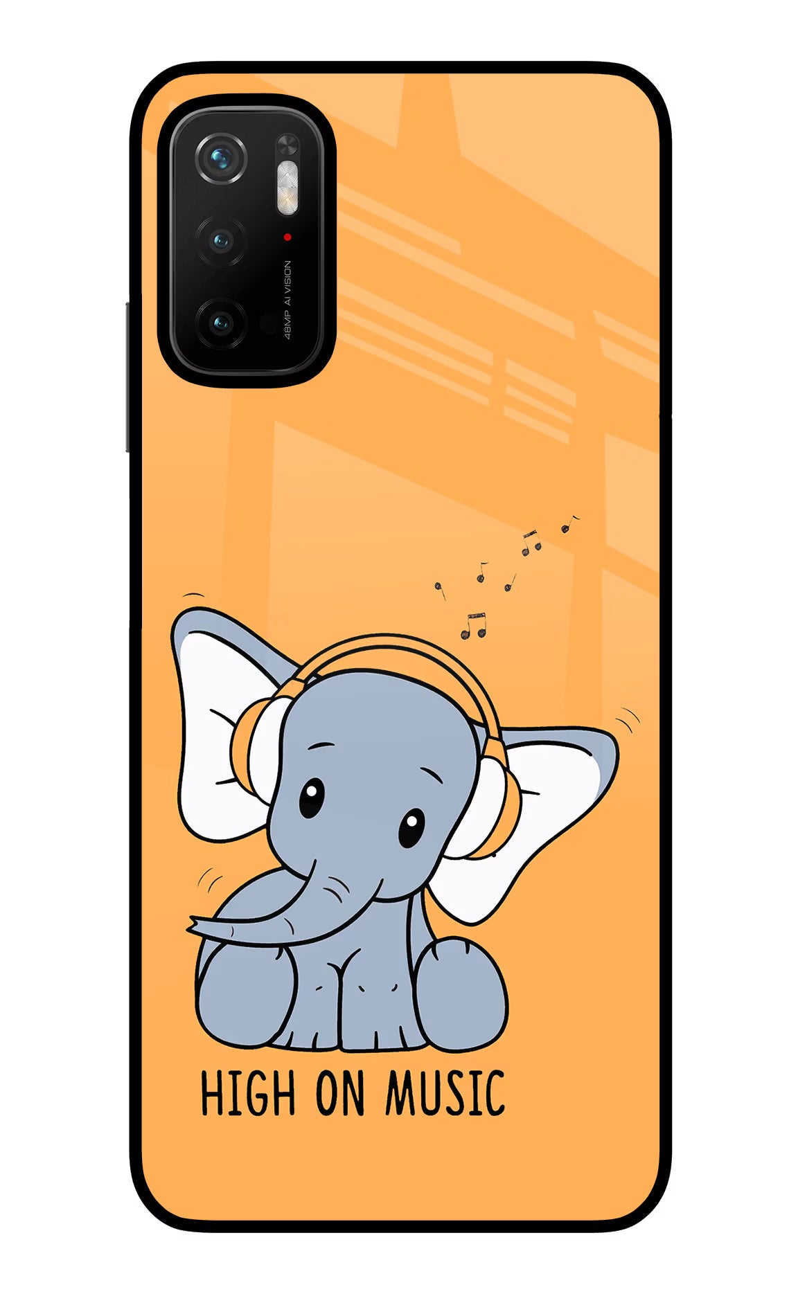 High On Music Poco M3 Pro 5G Glass Case Back Cover by Casekaro