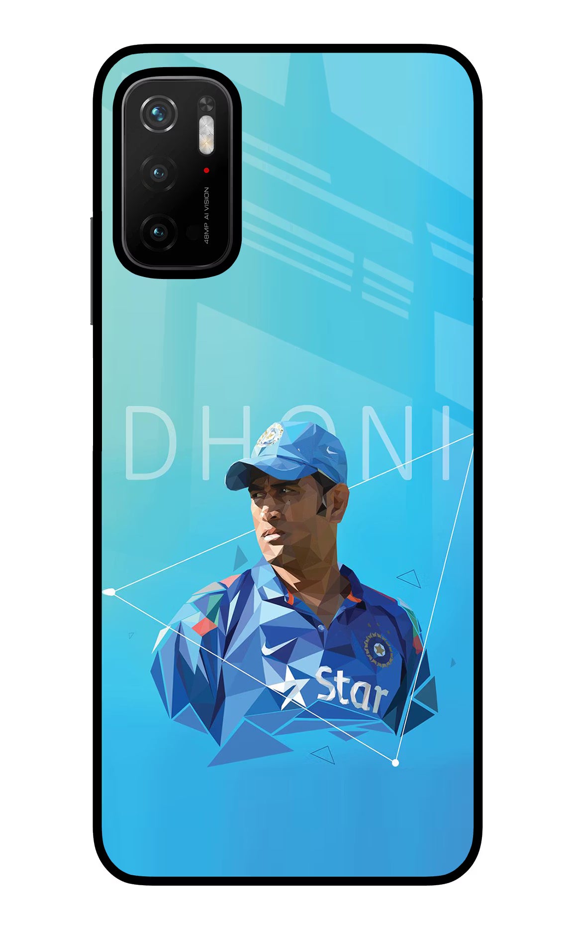 Dhoni Artwork Poco M3 Pro 5G Glass Case Back Cover by Casekaro
