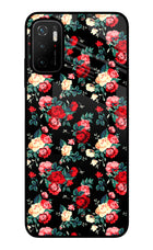 Rose Pattern Poco M3 Pro 5G Glass Case Back Cover by Casekaro