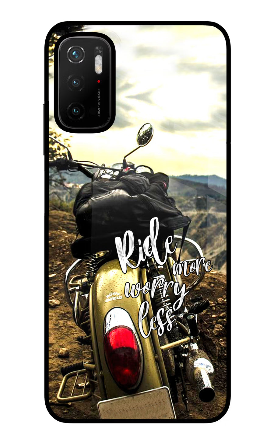 Ride More Worry Less Poco M3 Pro 5G Back Cover, Glass case